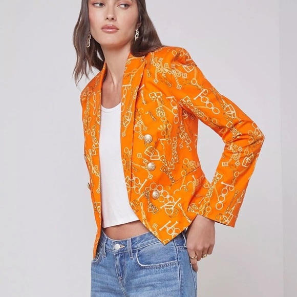 L'AGENCE Brooke Blazer Horse Bit Buckle Carrot Jacket NWT - Picture 2 of 9
